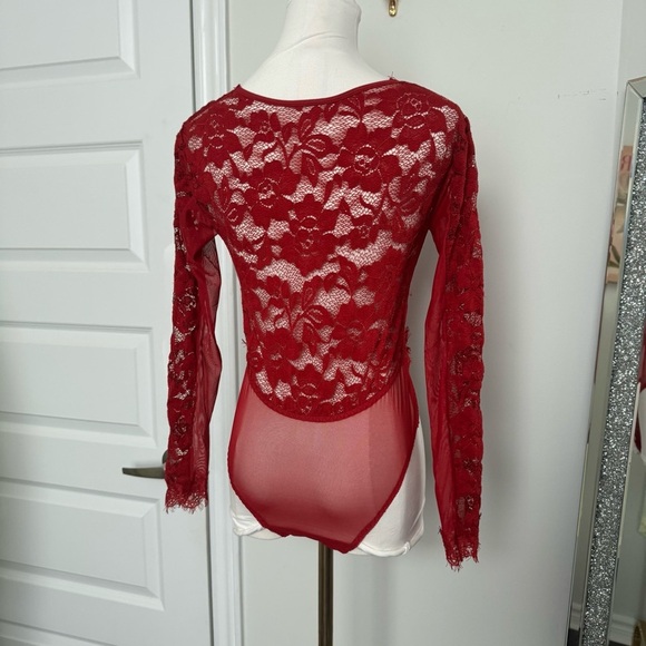 Elegant Red Lace Bodysuit 6 goth luxury - Picture 4 of 5